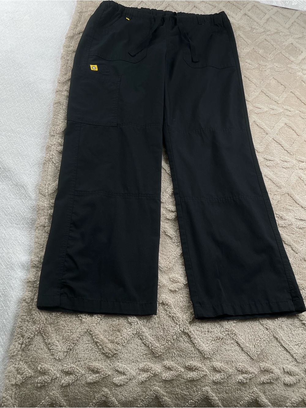WonderWink Black Wide-Leg Scrub Pants Size Large Medical Staff